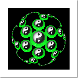 Yin Yang Design - Green Color with a Ball Effect Posters and Art